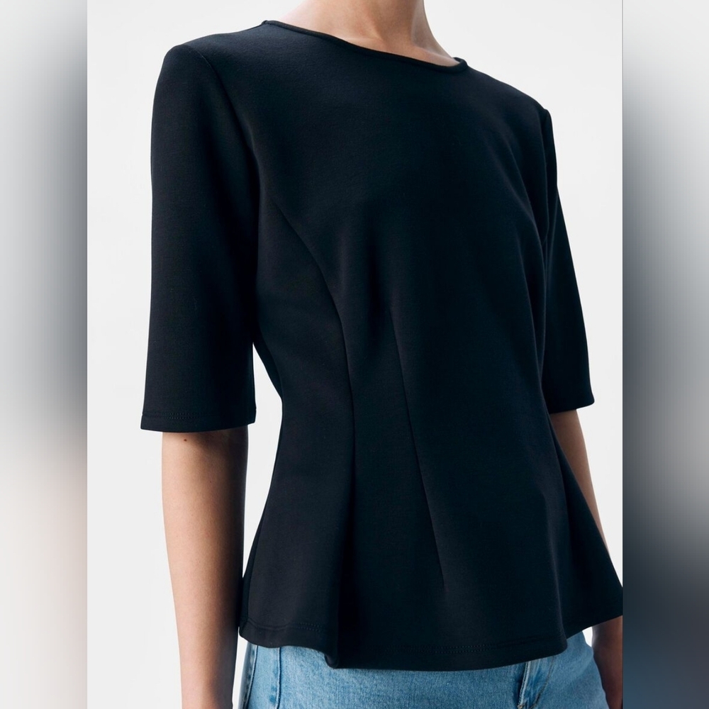 Club Monaco Black Peplum Top Size small